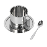 3PCS/Set Insulated Coffee Cup Set Stainless Steel Double Walled Mugs Milk Tea Cup with Saucer Spoon Set280ML - Rear View
