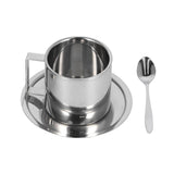 3PCS/Set Insulated Coffee Cup Set Stainless Steel Double Walled Mugs Milk Tea Cup with Saucer Spoon Set280ML - Close-Up Angle