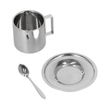 3PCS/Set Insulated Coffee Cup Set Stainless Steel Double Walled Mugs Milk Tea Cup with Saucer Spoon Set280ML