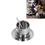 3PCS/Set Insulated Coffee Cup Set Stainless Steel Double Walled Mugs Milk Tea Cup with Saucer Spoon Set280ML