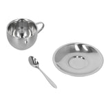 3PCS/Set Insulated Coffee Cup Set Stainless Steel Double Walled Mugs Milk Tea Cup with Saucer Spoon Set180ML - Front View