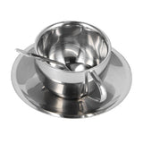3PCS/Set Insulated Coffee Cup Set Stainless Steel Double Walled Mugs Milk Tea Cup with Saucer Spoon Set180ML - Side View