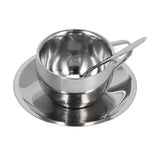 3PCS/Set Insulated Coffee Cup Set Stainless Steel Double Walled Mugs Milk Tea Cup with Saucer Spoon Set180ML