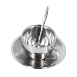 3PCS/Set Insulated Coffee Cup Set Stainless Steel Double Walled Mugs Milk Tea Cup with Saucer Spoon Set180ML - 45-Degree Angle