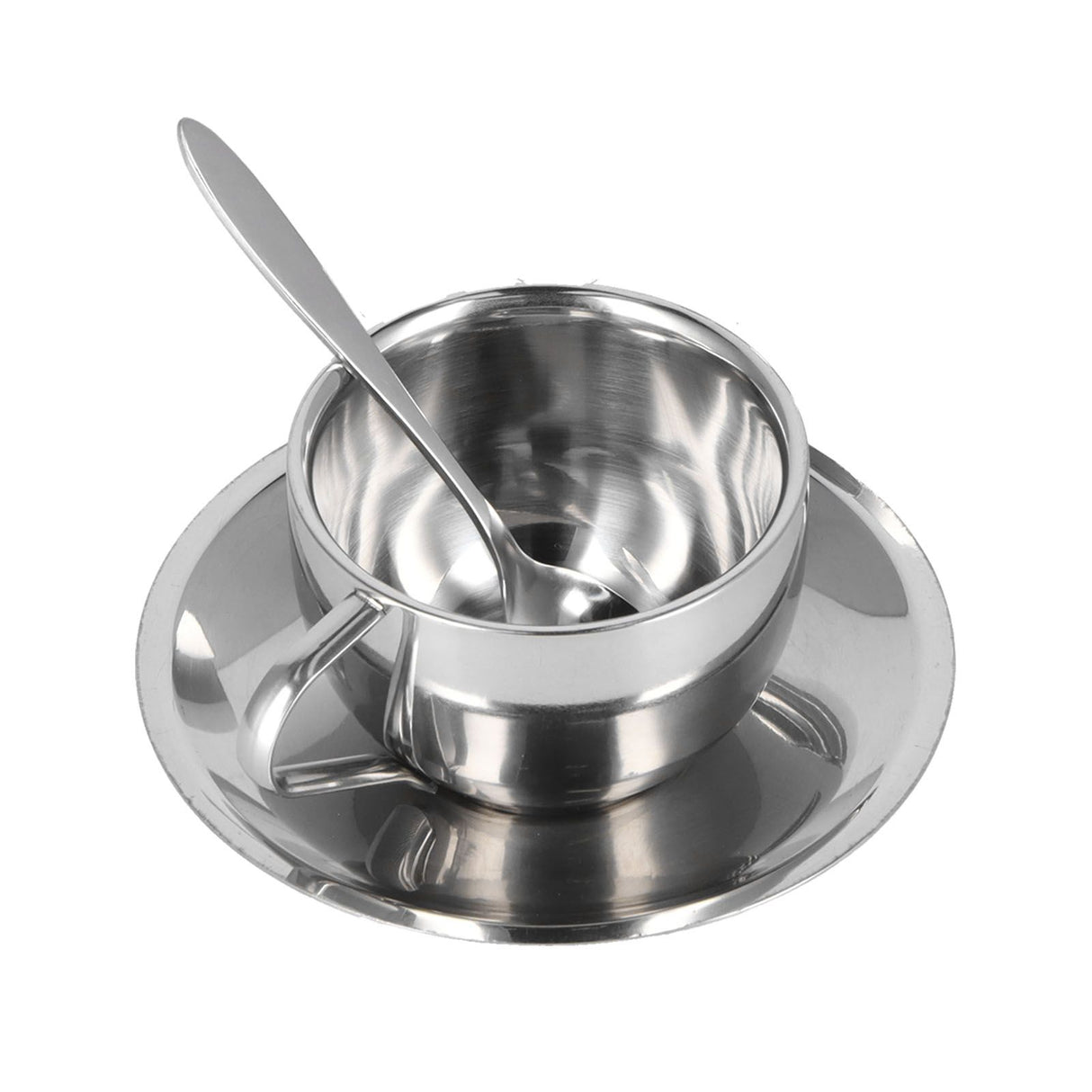 3PCS/Set Insulated Coffee Cup Set Stainless Steel Double Walled Mugs Milk Tea Cup with Saucer Spoon Set180ML