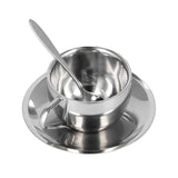 3PCS/Set Insulated Coffee Cup Set Stainless Steel Double Walled Mugs Milk Tea Cup with Saucer Spoon Set180ML - Extra Image