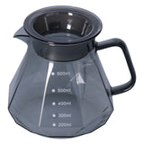 Coffee Kettle Heat Resistant Coffee Sharing Pot Transparent Black Glass Tea Pot for Kitchen Home600ml - Low Angle