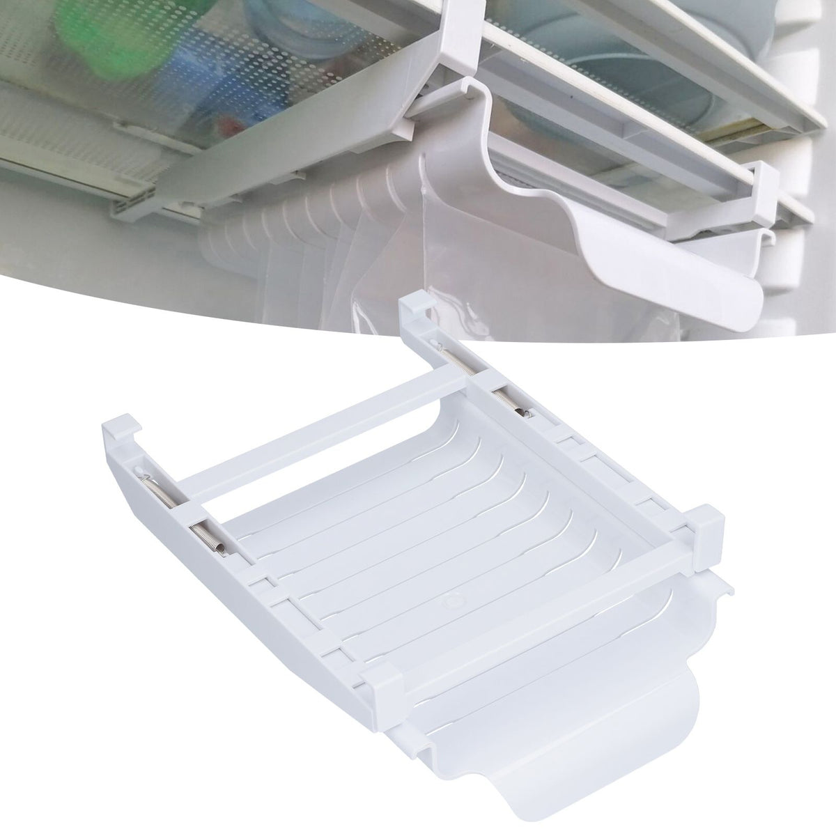 Refrigerator Storage Rack Fridge Drawer Hanging Rack Retractable Storage Organizer for Kitchen