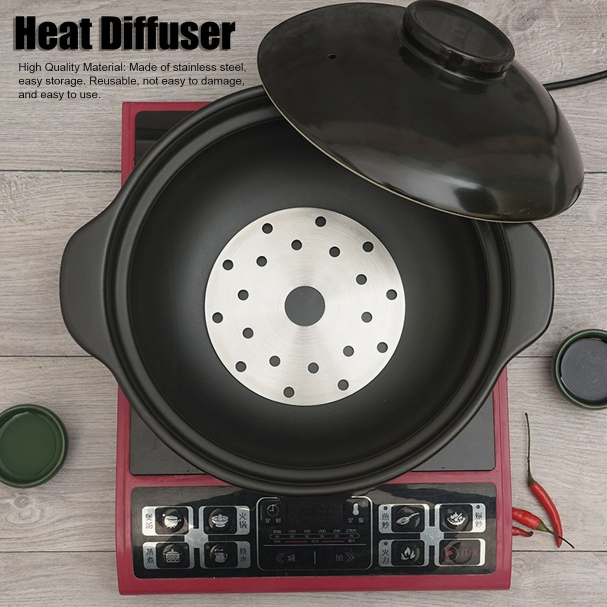 Heat Diffuser Stainless Steel Induction Cooktop Converter Disk for Gas Stove Glass Cooktop Magnetic Cookware16.5CM/6.50IN Diameter