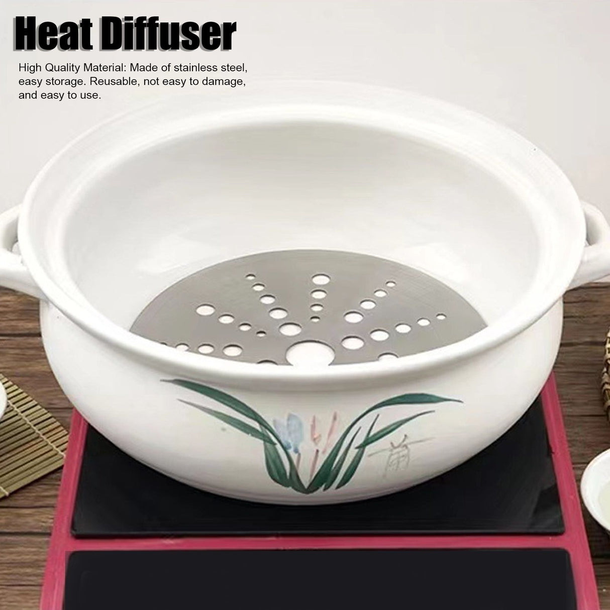 Heat Diffuser Stainless Steel Induction Cooktop Converter Disk for Gas Stove Glass Cooktop Magnetic Cookware18CM/7.09IN Diameter