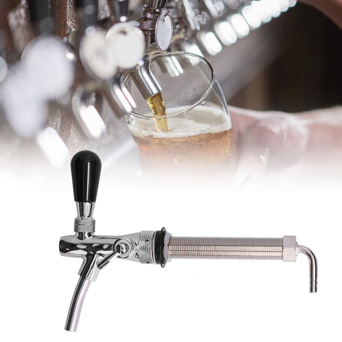 Draft Beer Adjustable Faucet Chrome Plated Stainless Steel G5/8 Shank Beer Tap for Home Brewing