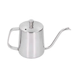 Hand Drip Coffee Pot Stainless Steel Coffee Pouring Kettle Pour Over Gooseneck Tea Pot with LidSilver 350ml - Top-Down View