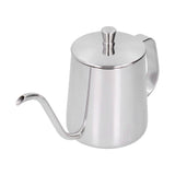 Hand Drip Coffee Pot Stainless Steel Coffee Pouring Kettle Pour Over Gooseneck Tea Pot with LidSilver 350ml - Low Angle