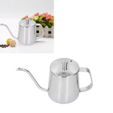 Hand Drip Coffee Pot Stainless Steel Coffee Pouring Kettle Pour Over Gooseneck Tea Pot with LidSilver 350ml