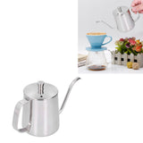 Hand Drip Coffee Pot Stainless Steel Coffee Pouring Kettle Pour Over Gooseneck Tea Pot with LidSilver 350ml - Extra Image