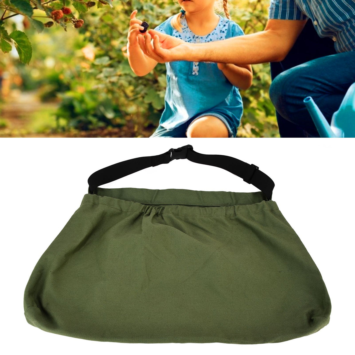 Fruit Picking Bag Adjustable Oxford Cloth Waist Hanging Tool Bag for Gardening OutdoorMilitary Green