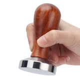 53mm Coffee Tamper with Wooden Handle Stainless Steel Coffee Powder Hammer for Restaurant