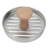 Hamburger Meat Press Stainless Steel Burger Making Tool with Plastic Handle Patty Maker Mold - Front View