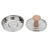 Hamburger Meat Press Stainless Steel Burger Making Tool with Plastic Handle Patty Maker Mold - Side View