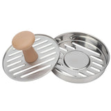 Hamburger Meat Press Stainless Steel Burger Making Tool with Plastic Handle Patty Maker Mold - Low Angle
