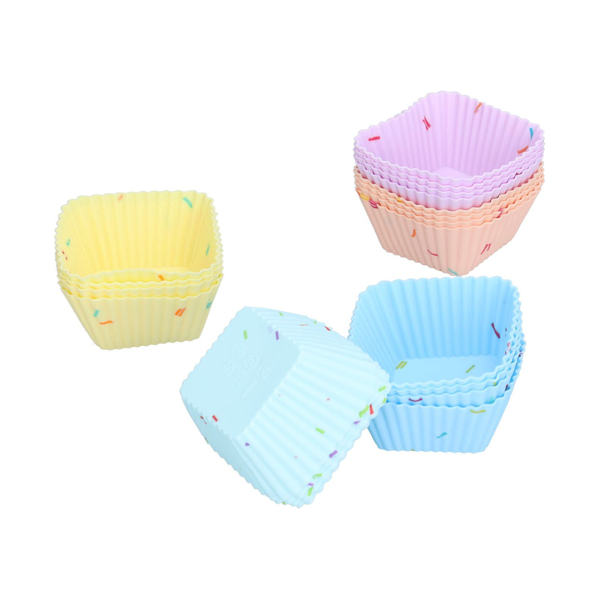 20Pcs Silicone Cupcake Mold Non Stick Reusable Baking Molds for Muffin Biscuits Cheese Cake PastriesSquare