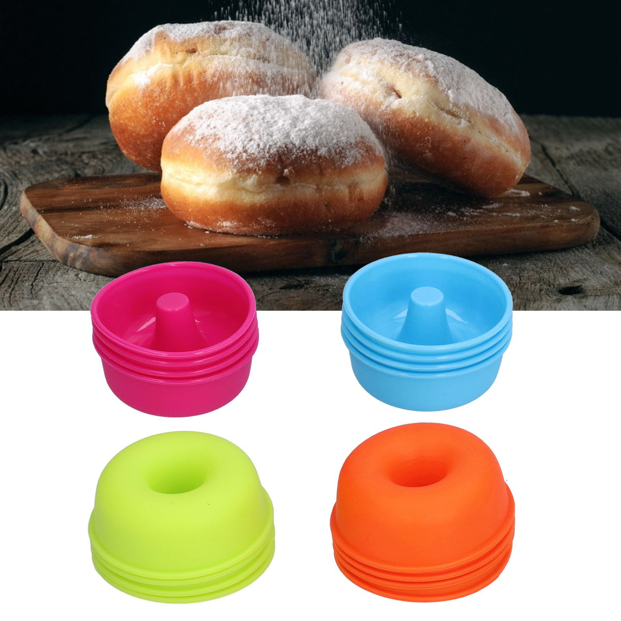 16pcs Donut Mold Bright Colors Reusable Cleanable Reliable Baking Cups for Pastries Puddings