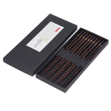 5 Pair Japanese Style Wooden Chopsticks Golden Printed Flowers Reusable Traditional Stylish Gift for Family Friends
