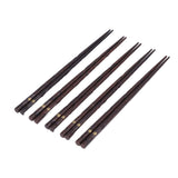 5 Pair Japanese Style Wooden Chopsticks Golden Printed Flowers Reusable Traditional Stylish Gift for Family Friends