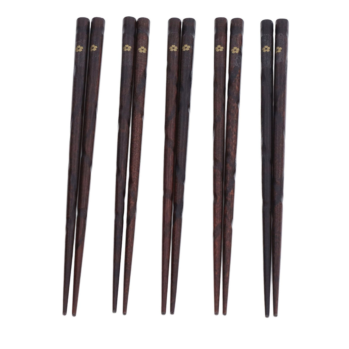 5 Pair Japanese Style Wooden Chopsticks Golden Printed Flowers Reusable Traditional Stylish Gift for Family Friends