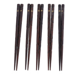 5 Pair Japanese Style Wooden Chopsticks Golden Printed Flowers Reusable Traditional Stylish Gift for Family Friends