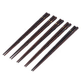 5 Pair Japanese Style Wooden Chopsticks Golden Printed Flowers Reusable Traditional Stylish Gift for Family Friends - Low Angle