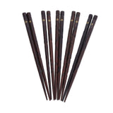 5 Pair Japanese Style Wooden Chopsticks Golden Printed Flowers Reusable Traditional Stylish Gift for Family Friends - Extra Image