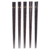 5 Pair Japanese Style Wooden Chopsticks Golden Printed Flowers Reusable Traditional Stylish Gift for Family Friends