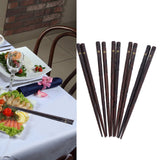 5 Pair Japanese Style Wooden Chopsticks Golden Printed Flowers Reusable Traditional Stylish Gift for Family Friends - Extra Image
