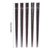 5 Pair Japanese Style Wooden Chopsticks Golden Printed Flowers Reusable Traditional Stylish Gift for Family Friends