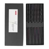 5 Pairs Chopsticks Ironwood Black Round Reusable 23cm/9.1in Long for Japanese Style Tableware Classic