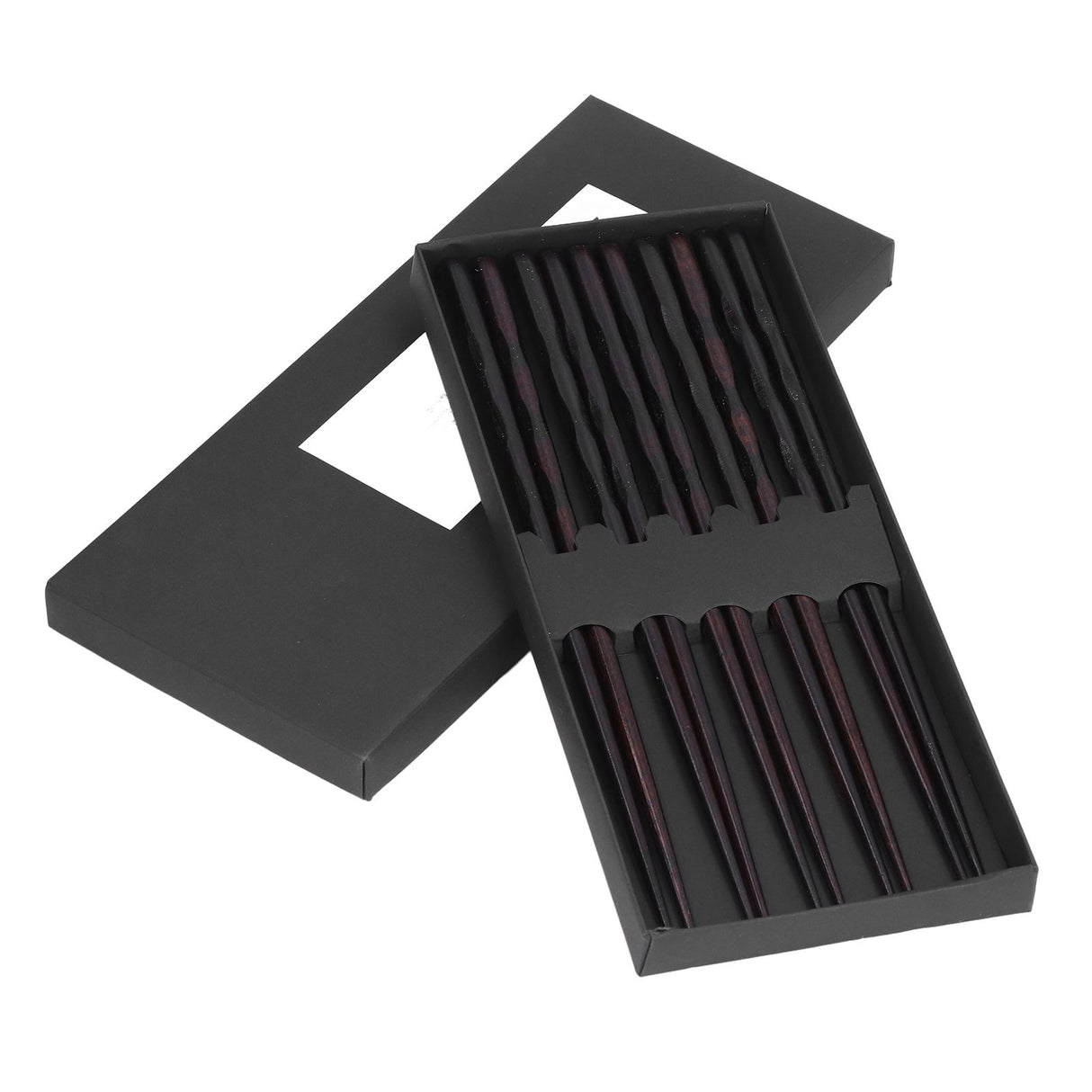 5 Pairs Chopsticks Ironwood Black Round Reusable 23cm/9.1in Long for Japanese Style Tableware Classic