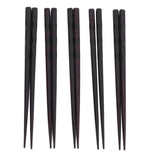 5 Pairs Chopsticks Ironwood Black Round Reusable 23cm/9.1in Long for Japanese Style Tableware Classic - Close-Up Angle