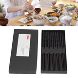 5 Pairs Chopsticks Ironwood Black Round Reusable 23cm/9.1in Long for Japanese Style Tableware Classic