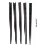 5 Pairs Chopsticks Ironwood Black Round Reusable 23cm/9.1in Long for Japanese Style Tableware Classic