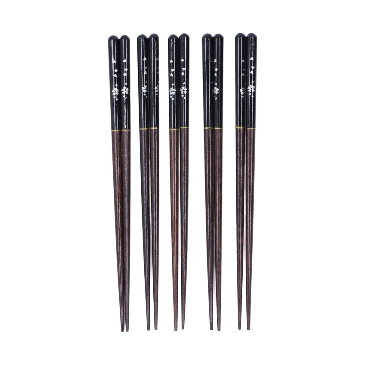 5 Pairs Chopsticks Phoebe Zhennan Printing Reusable 23cm/9.1in Long Safe for Japanese Style Box TablewareBlack