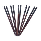 5 Pairs Chopsticks Phoebe Zhennan Printing Reusable 23cm/9.1in Long Safe for Japanese Style Box TablewareBlack