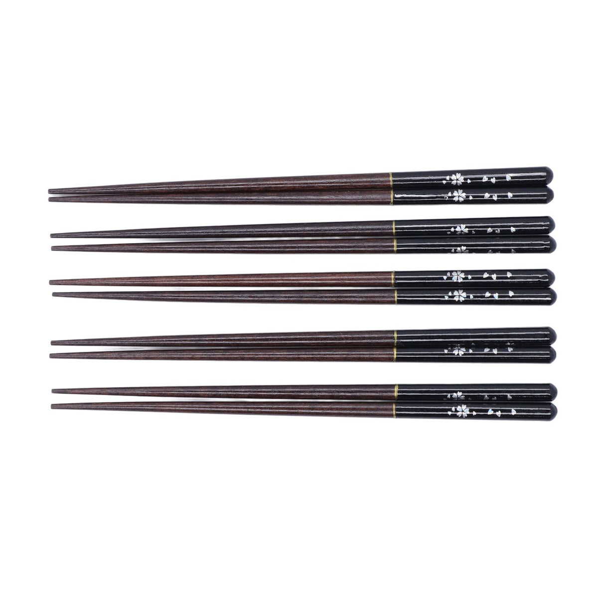 5 Pairs Chopsticks Phoebe Zhennan Printing Reusable 23cm/9.1in Long Safe for Japanese Style Box TablewareBlack