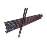 5 Pairs Chopsticks Phoebe Zhennan Printing Reusable 23cm/9.1in Long Safe for Japanese Style Box TablewareBlack - Extra Image