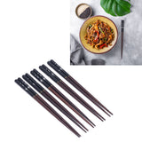 5 Pairs Chopsticks Phoebe Zhennan Printing Reusable 23cm/9.1in Long Safe for Japanese Style Box TablewareBlack - Extra Image