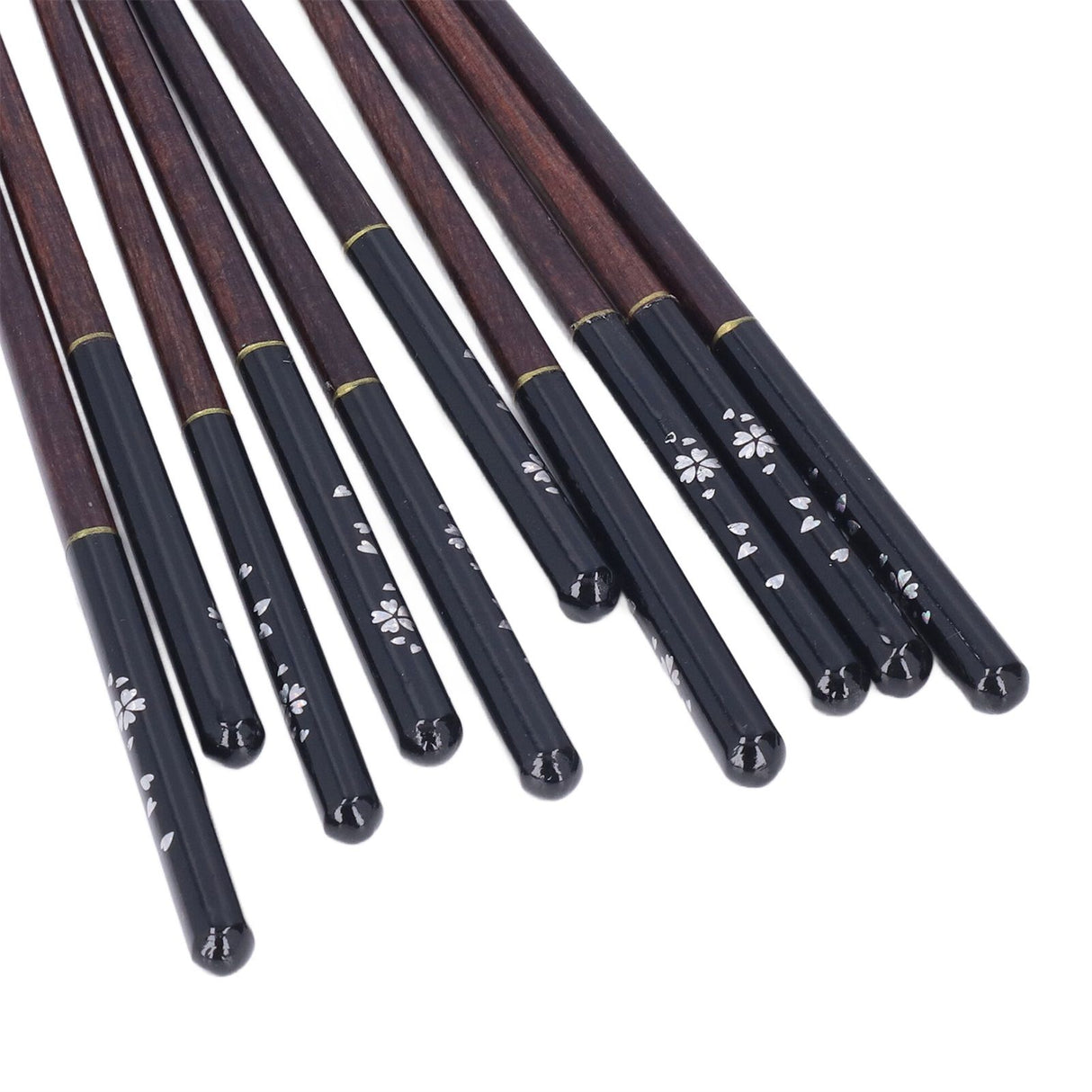 5 Pairs Chopsticks Phoebe Zhennan Printing Reusable 23cm/9.1in Long Safe for Japanese Style Box TablewareBlack