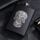 8OZ Black Matte Whisky Bottle Wine Pot Portable Flagon Stainless Steel Flask for Outdoor Travel1862844WT Skull A