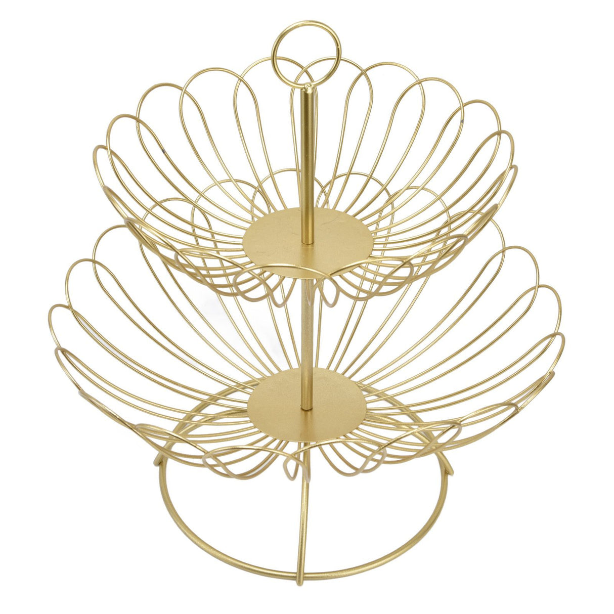 2 Tier Fruit Bowl Modern Nordic Design Geometric Detachable Gold Fruit Basket for Home Decoration