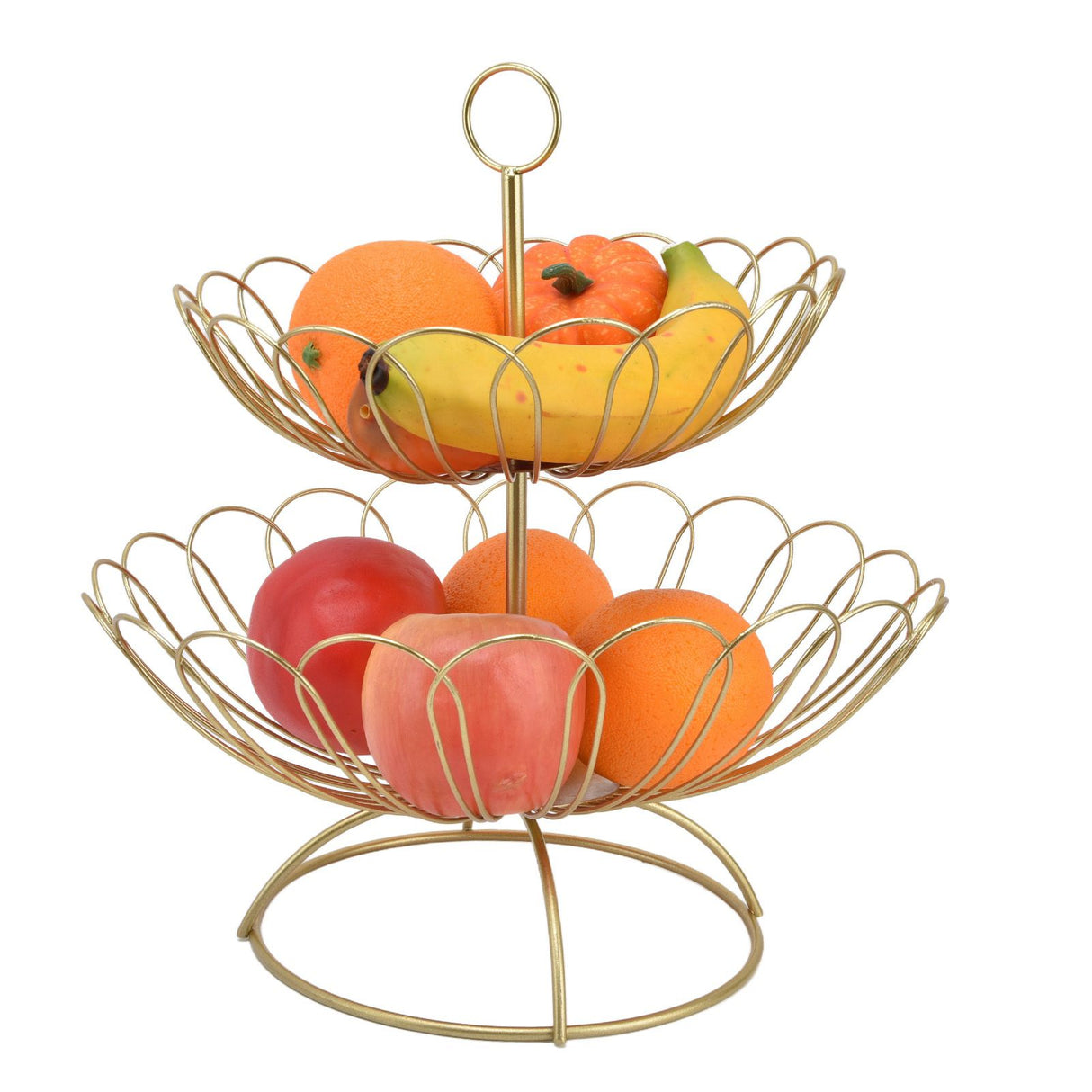 2 Tier Fruit Bowl Modern Nordic Design Geometric Detachable Gold Fruit Basket for Home Decoration