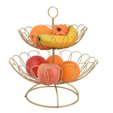 2 Tier Fruit Bowl Modern Nordic Design Geometric Detachable Gold Fruit Basket for Home Decoration